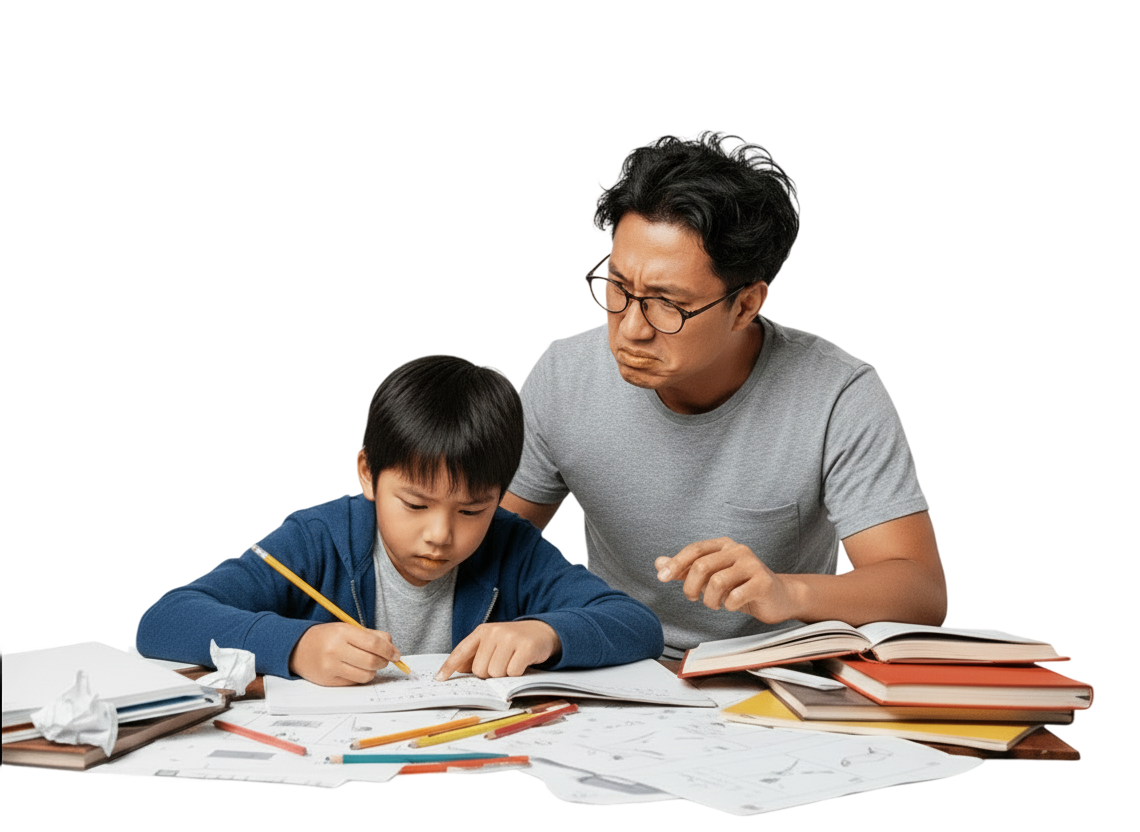 Parent helping child with homework